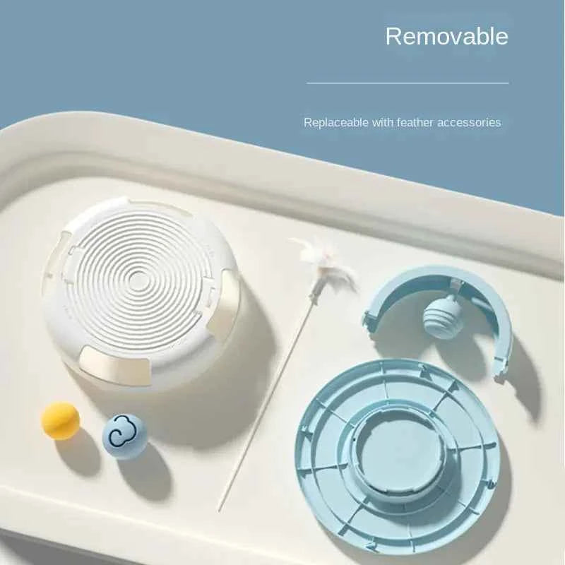 Cat Toy Turntable with Feather Teaser and Ball