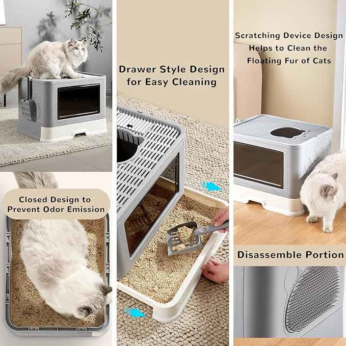 Premium Enclosed Cat Litter Box