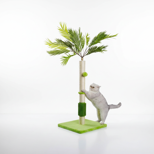 Cat Palm Tree for Indoor Cats with Natural Sisal Scratch Pole Hanging Sisal Ropes and Balls