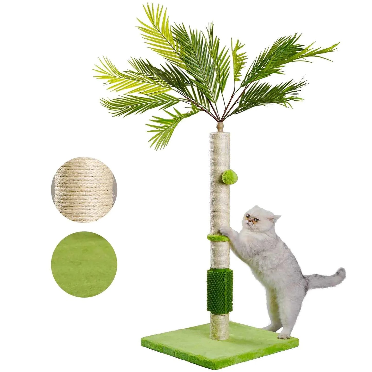 Cat Palm Tree for Indoor Cats with Natural Sisal Scratch Pole Hanging Sisal Ropes and Balls