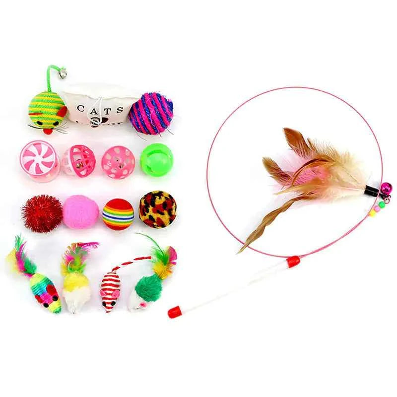 Cat Toy Set with Teaser Wand and 16 Fun Items