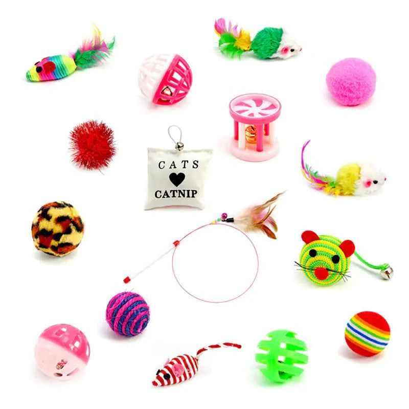 Cat Toy Set with Teaser Wand and 16 Fun Items