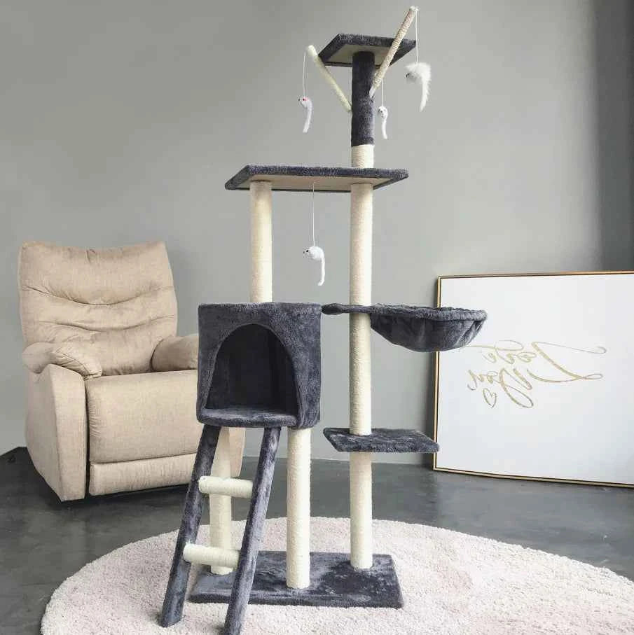Medium Sisal Cat Tree with Five Platforms and Scratching Post