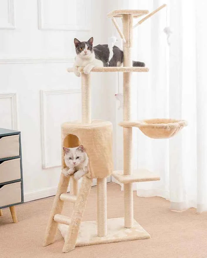 Medium Sisal Cat Tree with Five Platforms and Scratching Post