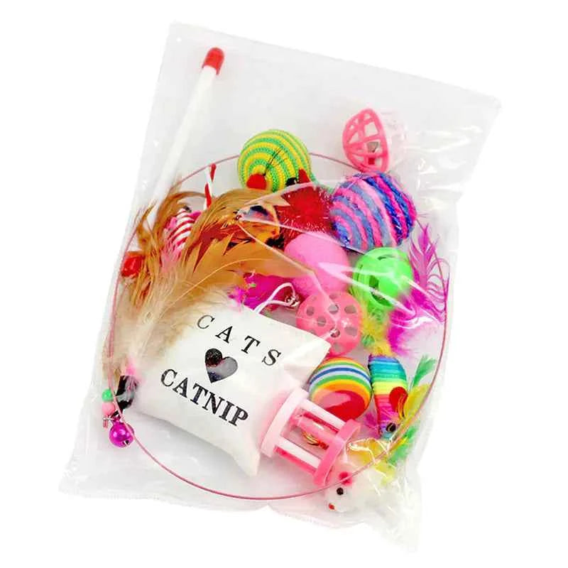 Cat Toy Set with Teaser Wand and 16 Fun Items