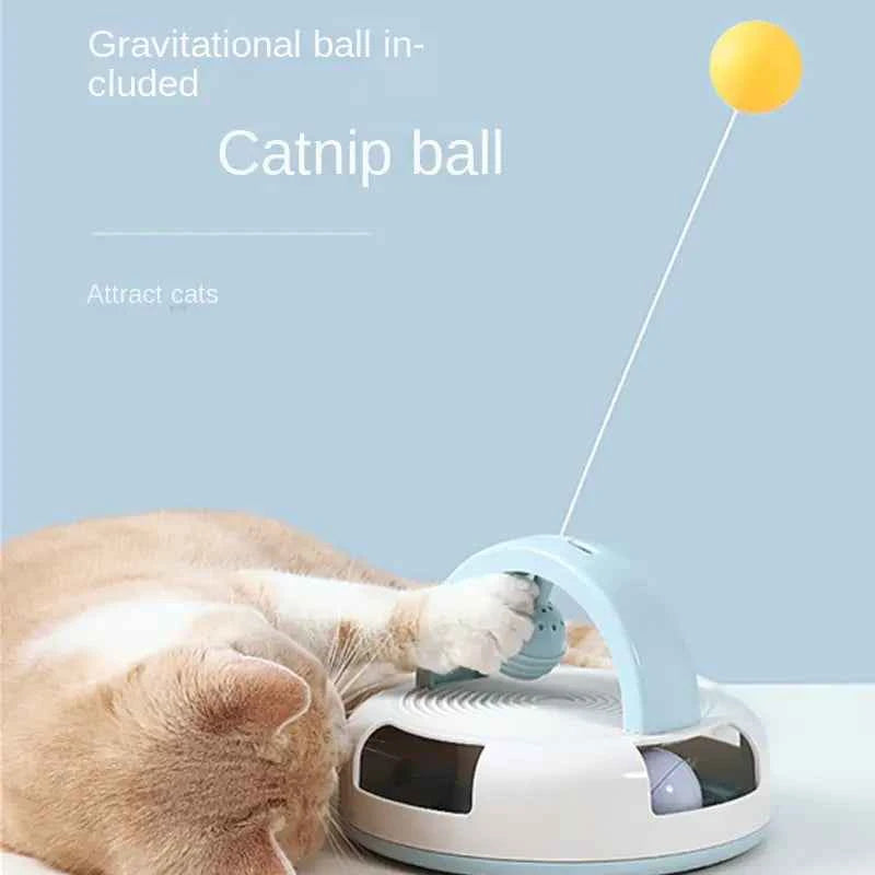 Cat Toy Turntable with Feather Teaser and Ball